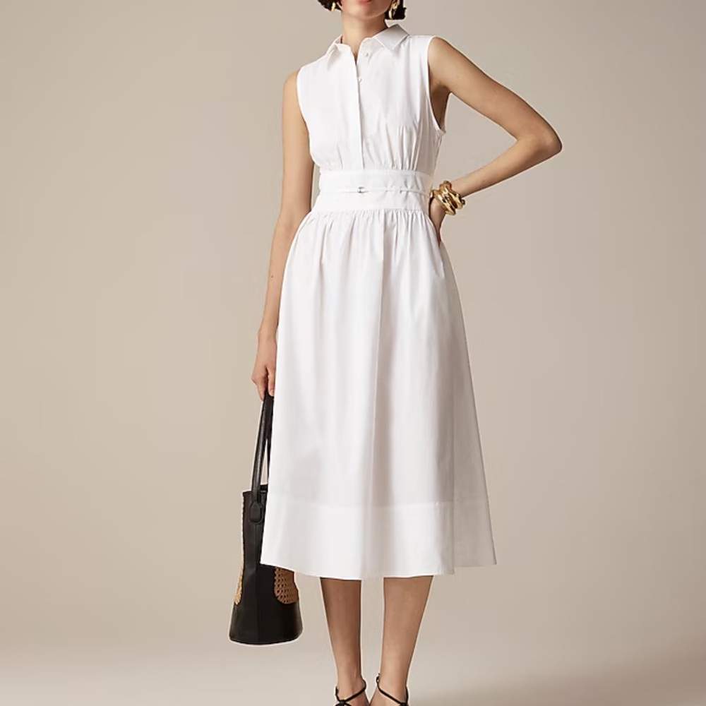 NWT J. Crew White Midi Dress Sz 2 - FLAWED